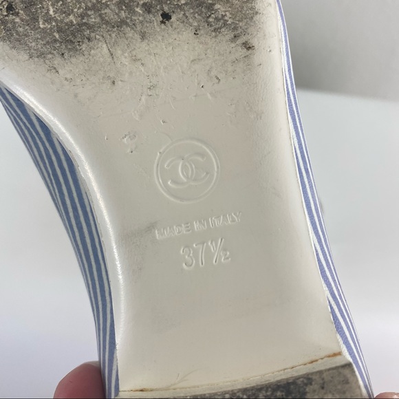 Chanel Cruise Pinstriped Pointed Toe Flats 37 - Picture 6 of 9